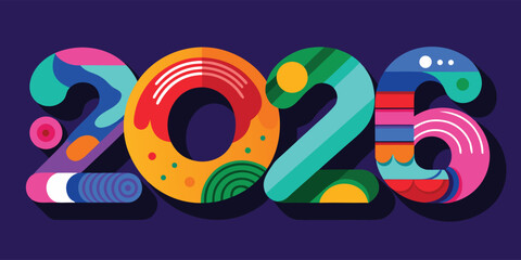 Vibrant 2026 Playful Illustration with Bold Colors and Simple Typography Elements