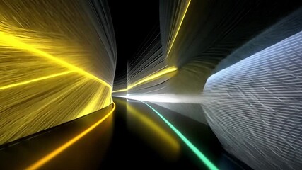 Vibrant abstract light trails create dynamic movement and speed, featuring bright yellow, white, and green lines, evoking futuristic atmosphere filled with energy and color - Powered by Adobe