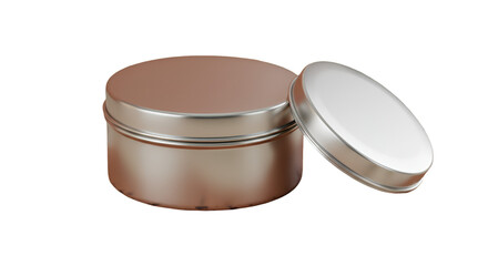 A lustrous metal container holds secrets of beauty its lid slightly ajar hinting at the treasures within on a stark