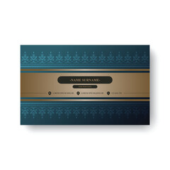 Elegant Ornate Bordered Business Card Template with Dark Teal and Gold Accents