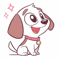 Fototapeta premium Adorable cartoon puppy with big eyes and a happy expression wearing a pink collar