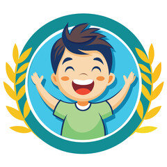 Happy child logo inside circle