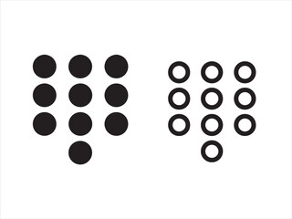 Nine dot icons isolated on white background, matrix in black and white color