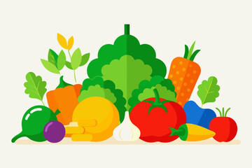 A colorful assortment of fresh flat design vegetables