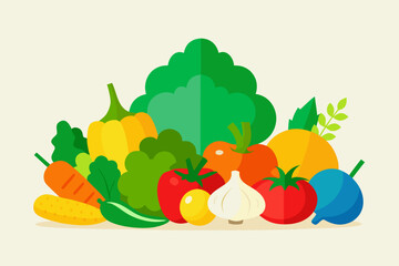 Vibrant assortment of fresh vegetables and fruits illustration
