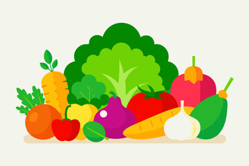 Vibrant assortment of fresh vegetables and leafy greens