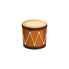 Vector art of a simple illustration of a brown drum with white lacing, isolated on a transparent background, perfect for musical themes and childrens content