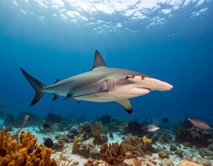 Obraz premium Gray Reef Shark in Coral Reef