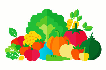 Vibrant assortment of fresh vegetables and healthy food illustration
