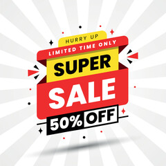 Fototapeta premium SUPER SALE LIMITED TIME OFFER BANNER DESIGN