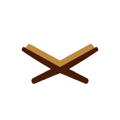 Vector art of a stylized illustration of an open book on a wooden stand, isolated on a transparent background