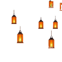 Obraz premium Vector art of a collection of glowing orange lanterns, , creating a festive and warm atmosphere for celebrations and decorations
