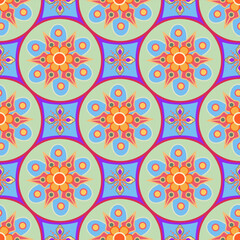 Mandala Tile Pattern Circular Vector Design - Bohemian Mandala Tile Pattern Decorative Background - Colorful Mandala Tile Pattern Floral Art