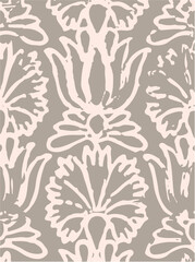 The modern blue of floral textile tropical bicolor grey and blue flower and leaves miniprint flowers geometric textile for clothes. A Seamless hand drawing pattern.