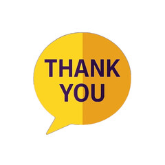 Vector art of yellow speech bubble with thank you text