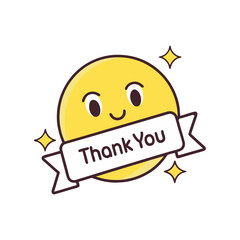 Yellow emoji with thank you banner smile