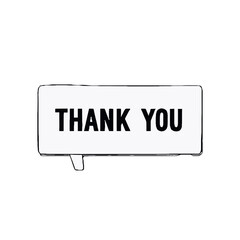 Vector art of a speech bubble with the text thank you