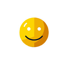 Vector art of a bright yellow smiley face with a wide smile and two white eyes, isolated on a clean transparent background, representing happiness and positivity