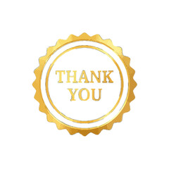 Vector art of golden starburst seal with the words thank you in the center
