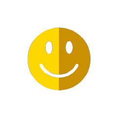 Vector art of a simple yellow smiley face icon with a gradient effect, isolated on a transparent background, representing happiness and positivity