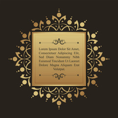 Elegant Decorative Golden Frame with Ornate Floral Border Invitation Template