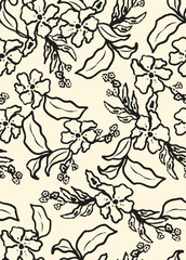 Cute tropical leave seamless watercolor pattern background. Leave vector illustration. Watercolor print in rustic vintage style, textile or wallpapers.