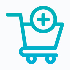 Fototapeta premium Shopping Cart with Plus – Add to Cart Isolated Vector Lineal gradient Style Icon