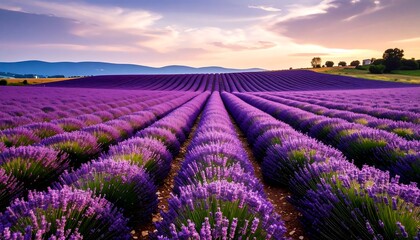Fototapeta premium Lavender field at sunset (1)