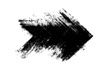 Abstract Black and White Grunge Arrow on Transparent Background