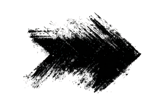 Abstract Black and White Grunge Arrow on Transparent Background - Powered by Adobe