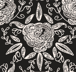 The modern blue of floral textile tropical bicolor grey and blue flower and leaves miniprint flowers geometric textile for clothes. A Seamless hand drawing pattern.