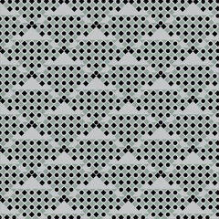 A repeating geometric pattern of black circles and grey diamonds arranged in rows, creating a textured, abstract design.