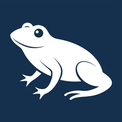 Stylized White Frog Silhouette on Dark Blue