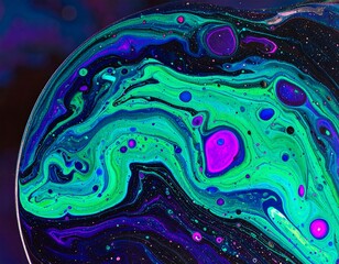 Abstract swirling colors in a circular pattern