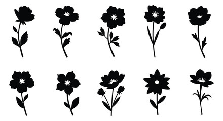 various floral silhouettes arranged neatly in rows