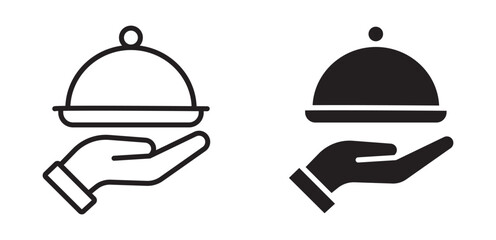 Hand holding tray icon set, vector illustration . 