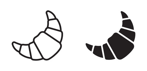 croissant line and silhouette icon set, vector illustration . 
