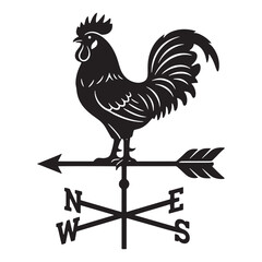 Rooster weather vane silhouette vector icon illustration