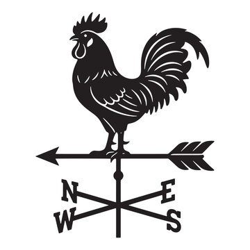Rooster weather vane silhouette vector icon illustration
