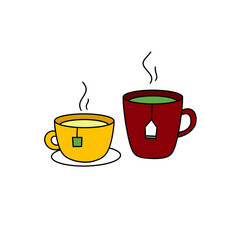 Two cups of tea with a tea bag in each