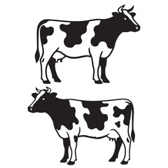 Cow silhouette vector farm animal illustration icon
