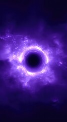 Glowing purple vortex in the darkness, framed by an aurora-like haze with brighter spots of energy; a cosmic portal or black hole, with a sense of otherworldly mystery