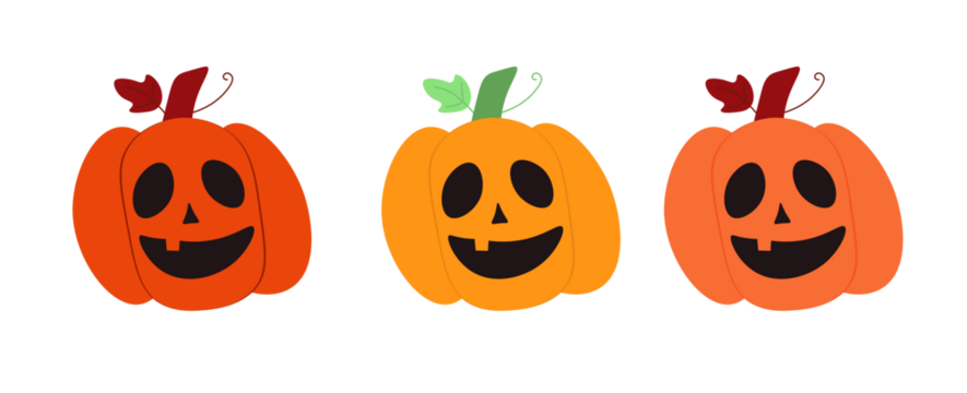 Halloween pumking .Three cartoon jack-o'-lanterns with smiling faces and black features