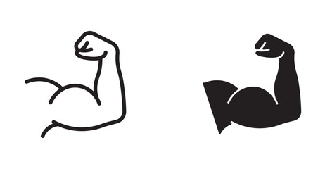 Muscle icon. Bicep symbol. Strong arm vector illustration. Gym logo. Bodybuilding fitness concept.