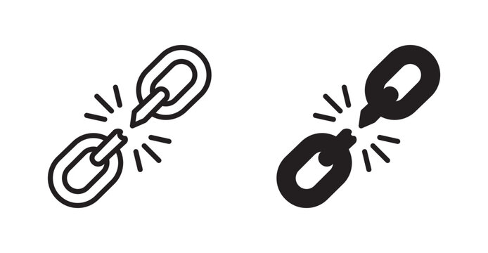 Weaknesses icon set , Broken chain link with jagged edges icons, vector illustration . 