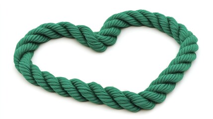 Obraz premium A Heart Woven from Thick, Textured Emerald Green Rope, a Symbol of Strong Connection.