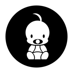 black and white illustration of baby icon