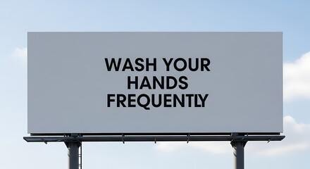 Fototapeta premium A large outdoor billboard with a public health message about personal hygiene against a blue sky