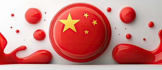 China's Flag Abstract: Glossy Red and Yellow Elements on White Background