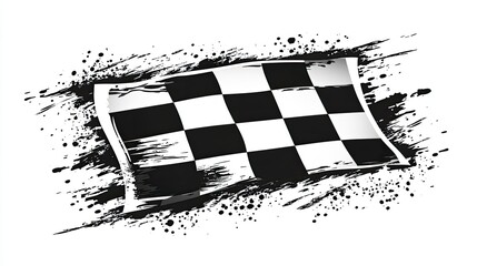Dynamic Checkered Flag with Grunge Texture